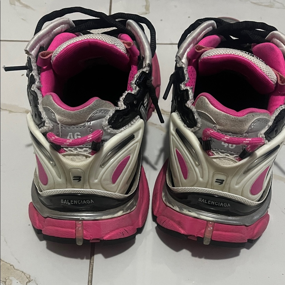 Balenciaga Metallic Silver and Vibrant Pink Sneakers - Picture 3 of 3